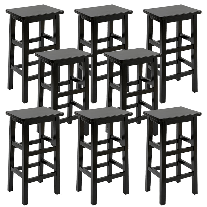 Backless Solid Wood Counter Stool Industrial Wooden Armless High Chair