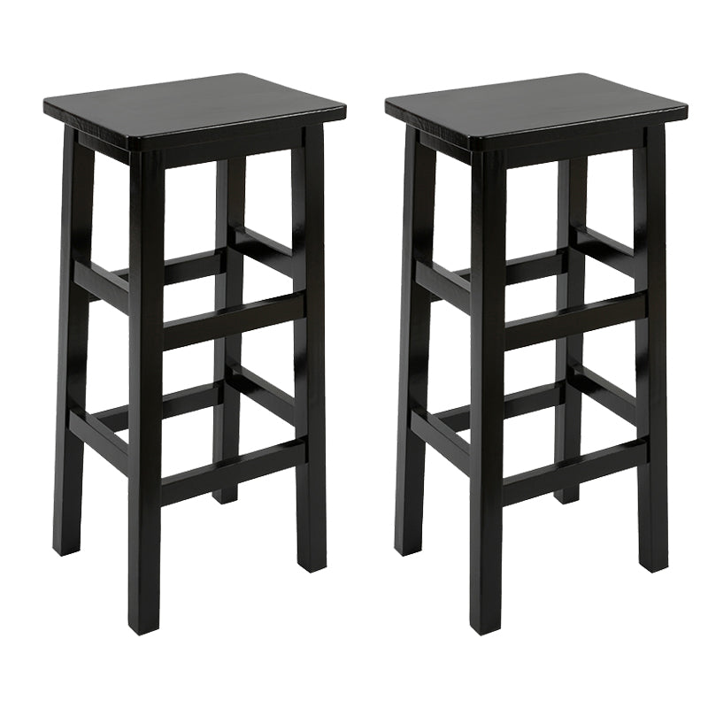 Backless Solid Wood Counter Stool Industrial Wooden Armless High Chair