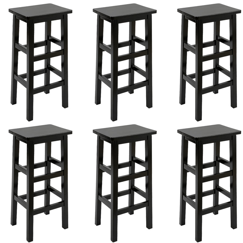 Backless Solid Wood Counter Stool Industrial Wooden Armless High Chair