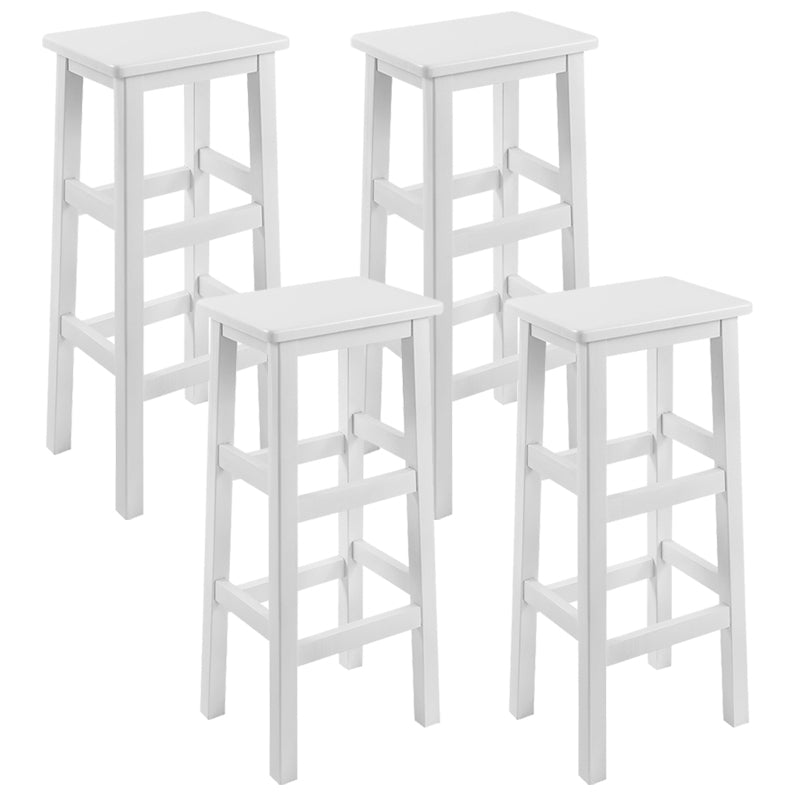 Backless Solid Wood Counter Stool Industrial Wooden Armless High Chair