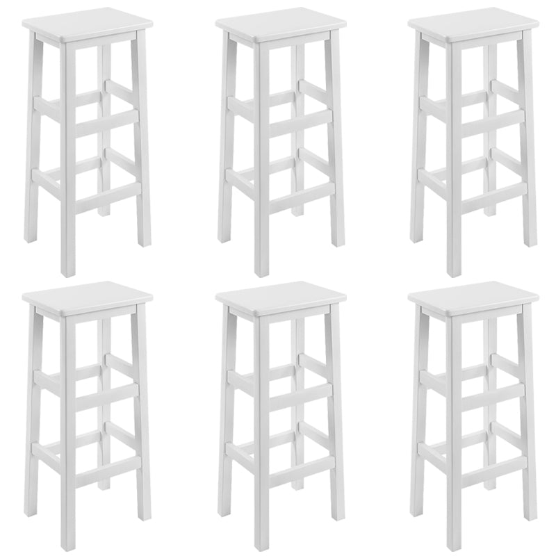 Backless Solid Wood Counter Stool Industrial Wooden Armless High Chair