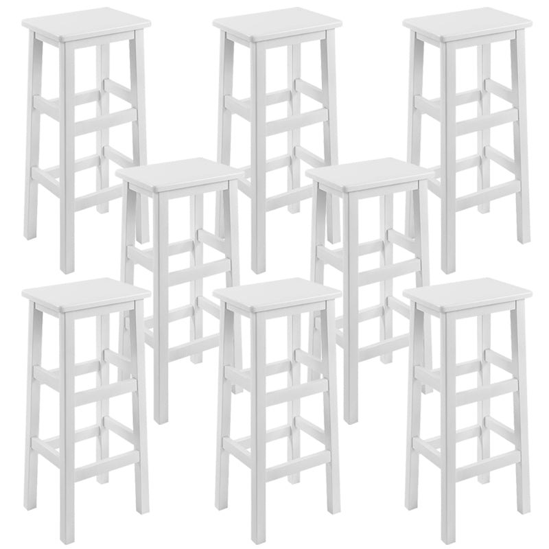 Backless Solid Wood Counter Stool Industrial Wooden Armless High Chair