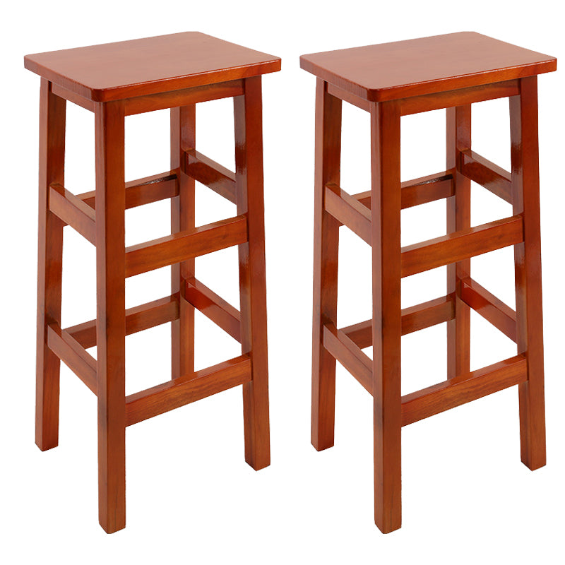 Backless Solid Wood Counter Stool Industrial Wooden Armless High Chair