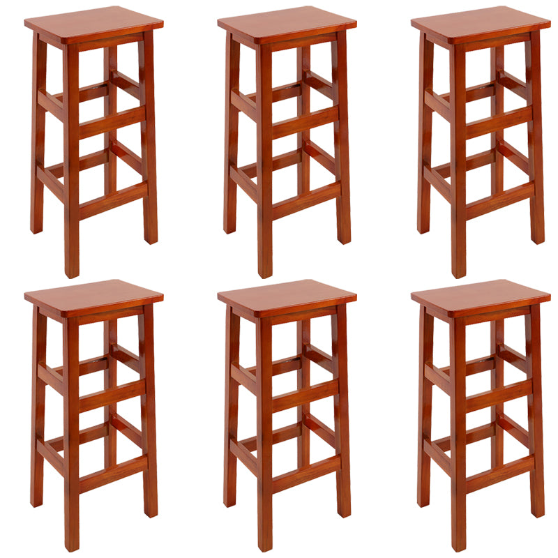 Backless Solid Wood Counter Stool Industrial Wooden Armless High Chair