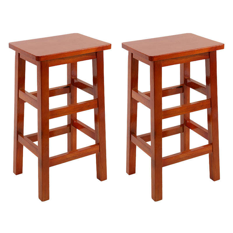 Backless Solid Wood Counter Stool Industrial Wooden Armless High Chair