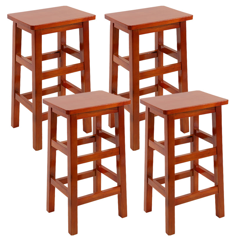 Backless Solid Wood Counter Stool Industrial Wooden Armless High Chair