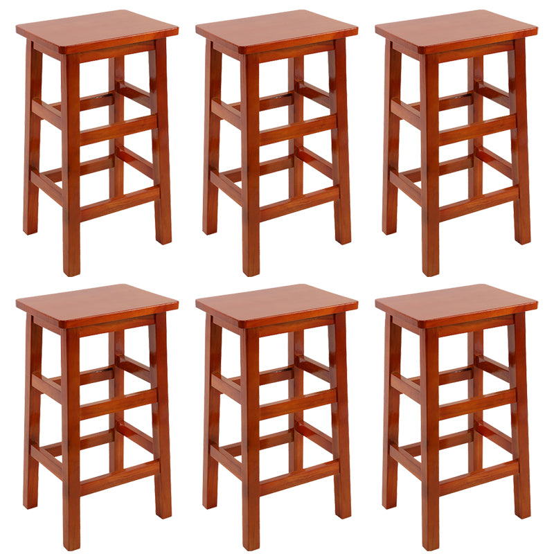 Backless Solid Wood Counter Stool Industrial Wooden Armless High Chair