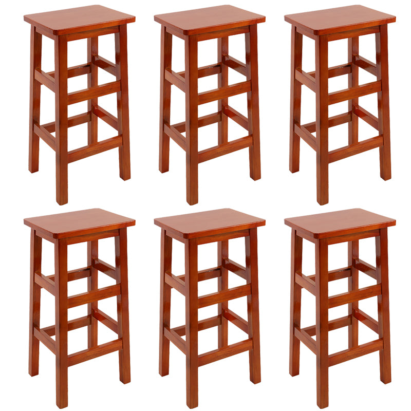 Backless Solid Wood Counter Stool Industrial Wooden Armless High Chair