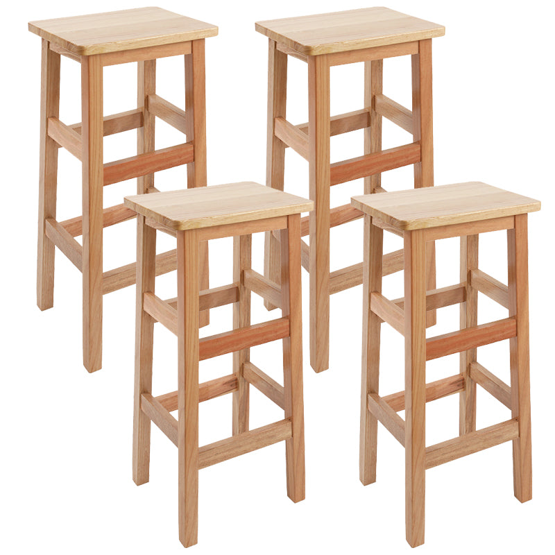 Backless Solid Wood Counter Stool Industrial Wooden Armless High Chair