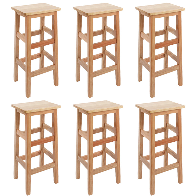 Backless Solid Wood Counter Stool Industrial Wooden Armless High Chair