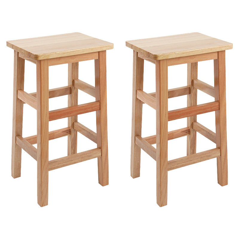 Backless Solid Wood Counter Stool Industrial Wooden Armless High Chair
