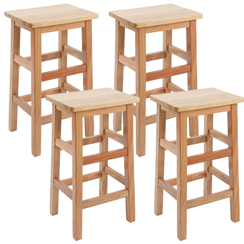 Backless Solid Wood Counter Stool Industrial Wooden Armless High Chair