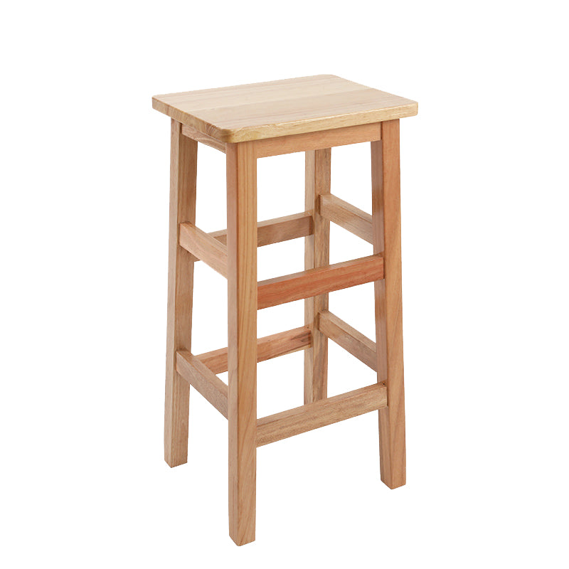 Backless Solid Wood Counter Stool Industrial Wooden Armless High Chair
