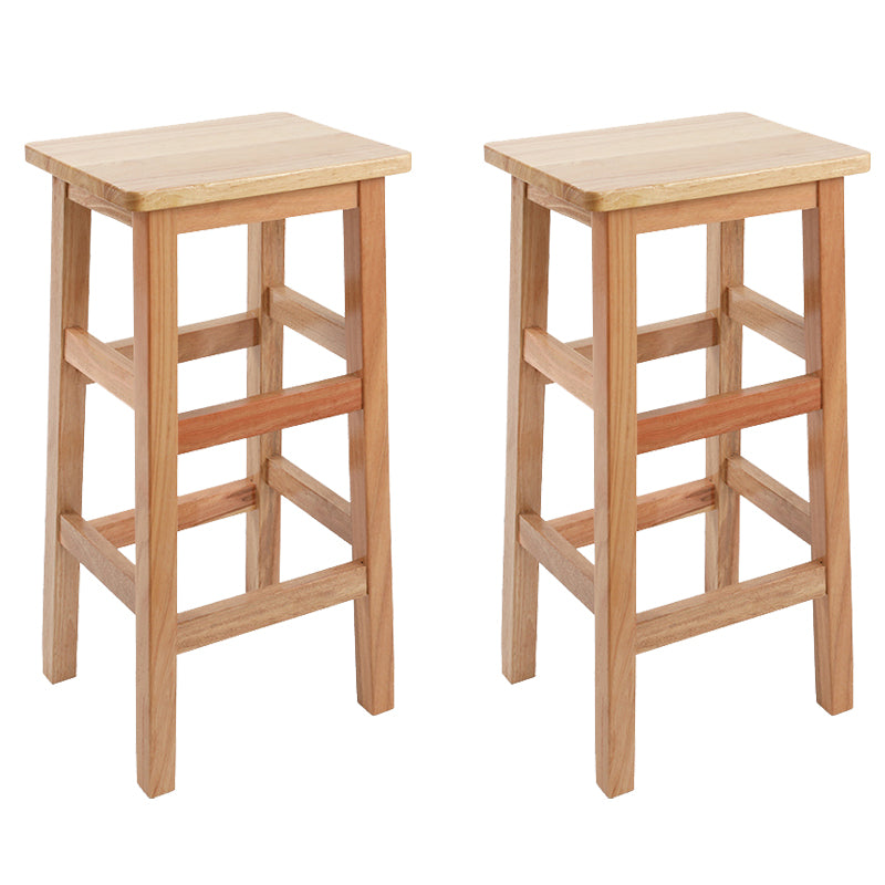 Backless Solid Wood Counter Stool Industrial Wooden Armless High Chair