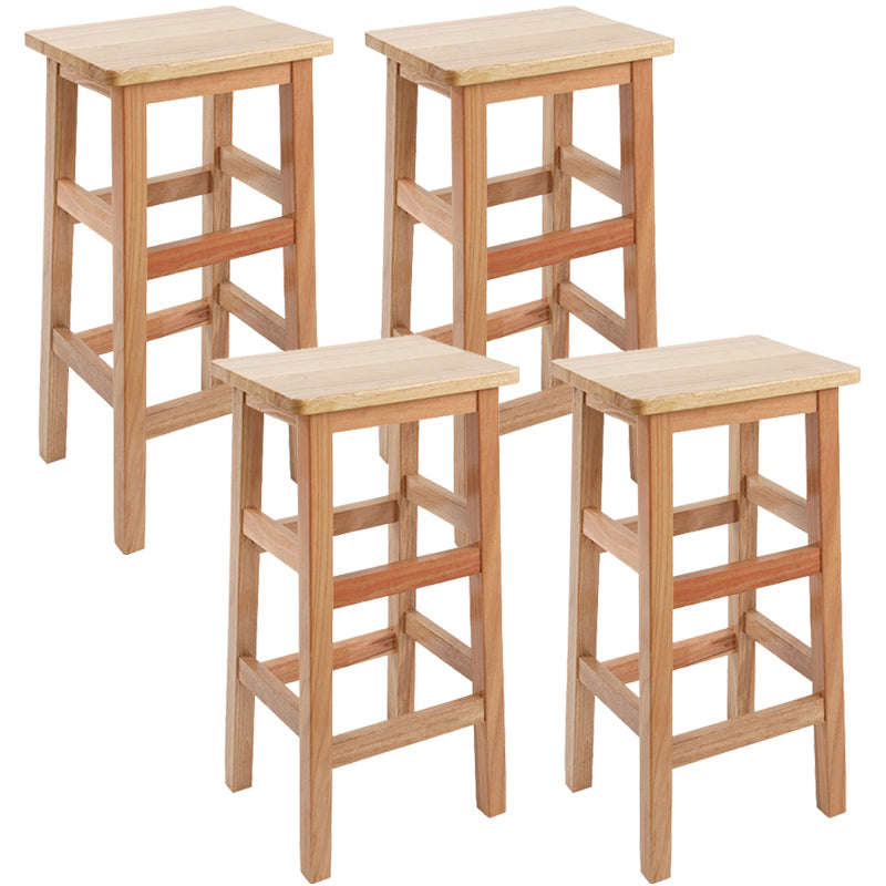Backless Solid Wood Counter Stool Industrial Wooden Armless High Chair