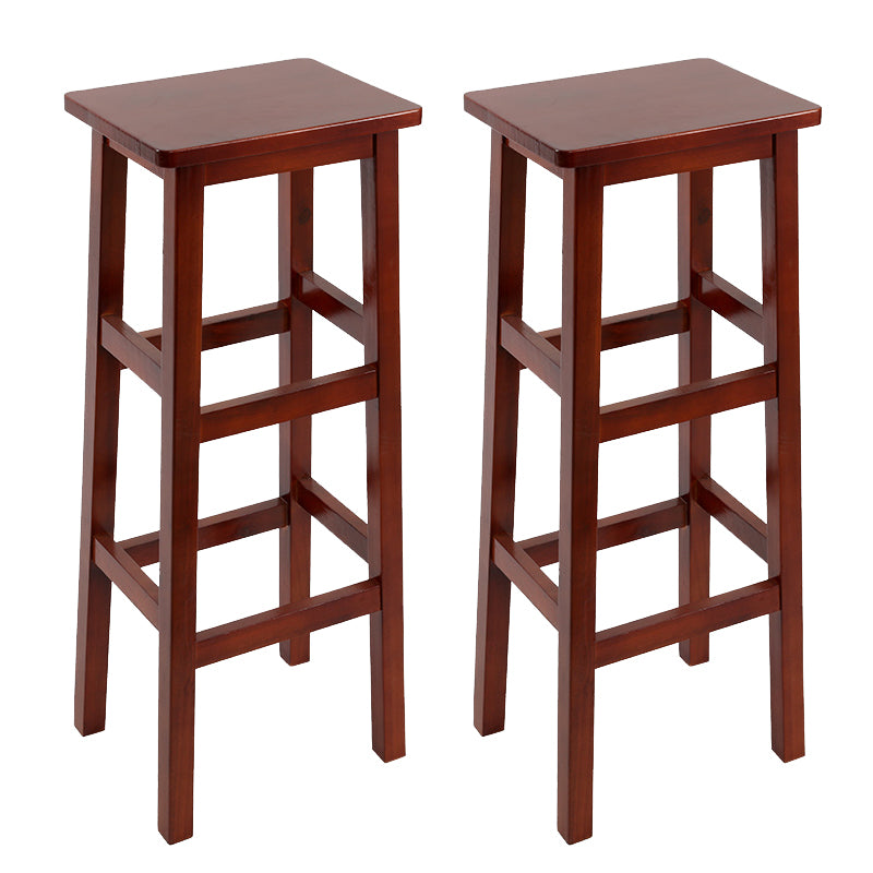 Backless Solid Wood Counter Stool Industrial Wooden Armless High Chair