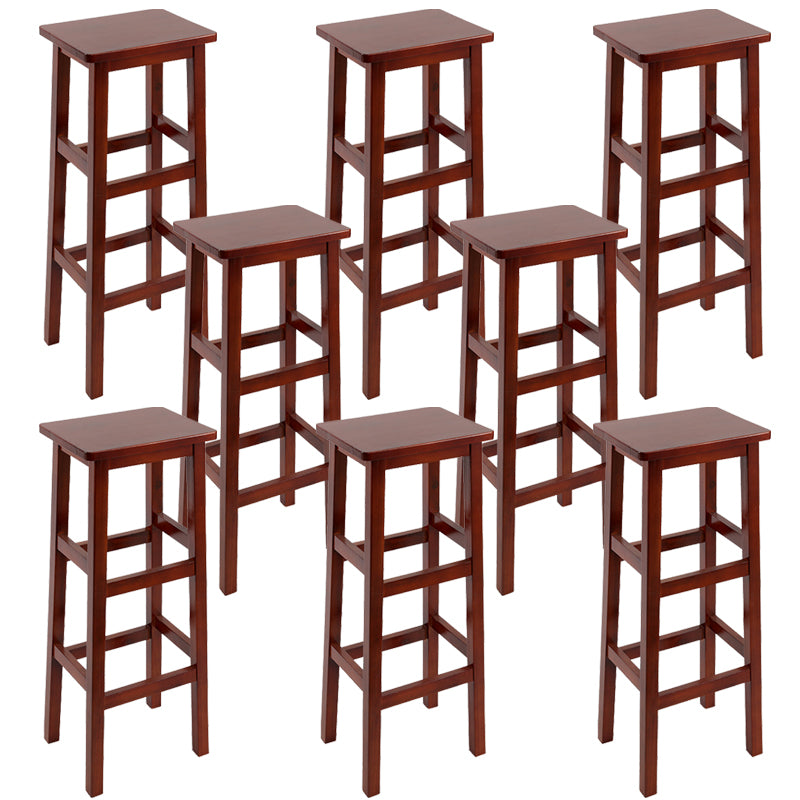 Backless Solid Wood Counter Stool Industrial Wooden Armless High Chair