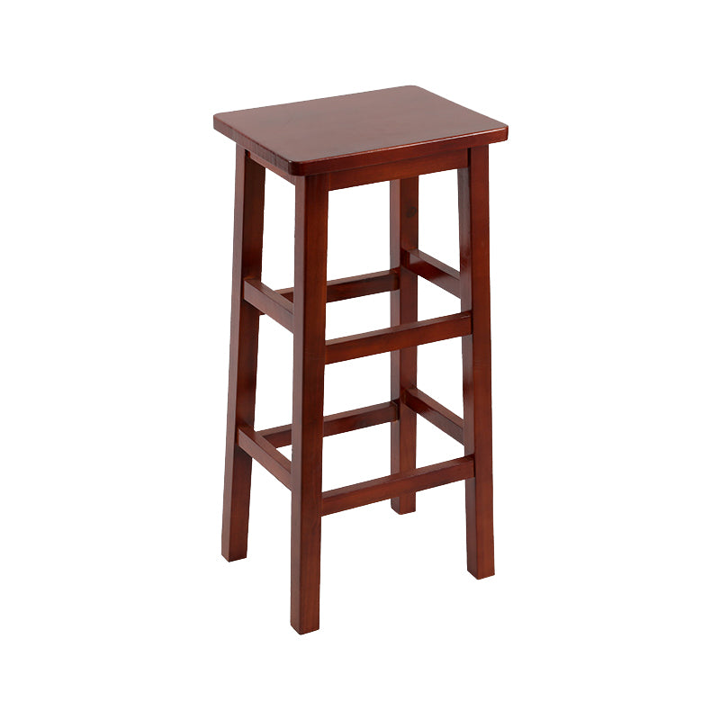 Backless Solid Wood Counter Stool Industrial Wooden Armless High Chair