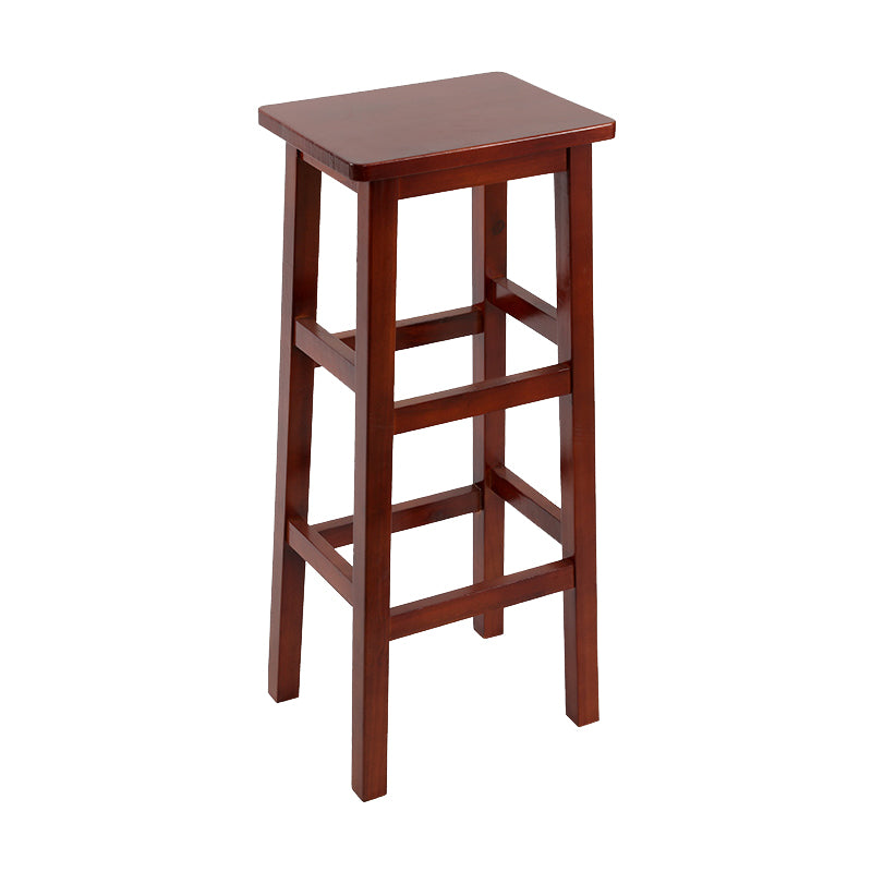 Backless Solid Wood Counter Stool Industrial Wooden Armless High Chair