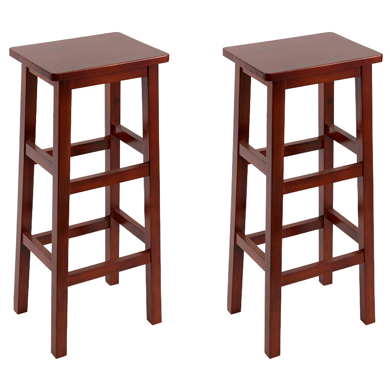 Backless Solid Wood Counter Stool Industrial Wooden Armless High Chair