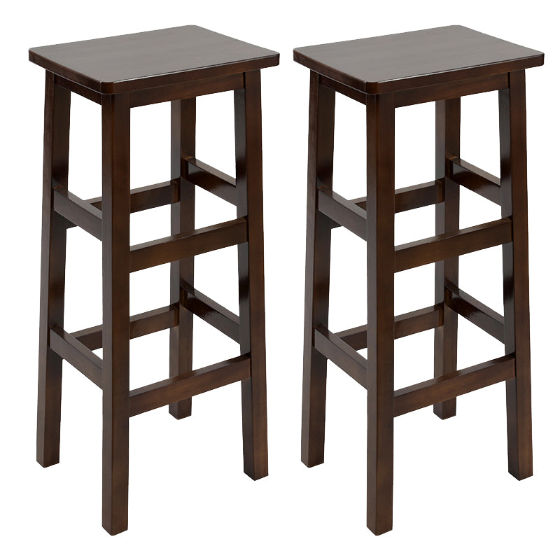 Backless Solid Wood Counter Stool Industrial Wooden Armless High Chair
