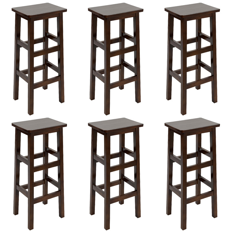 Backless Solid Wood Counter Stool Industrial Wooden Armless High Chair