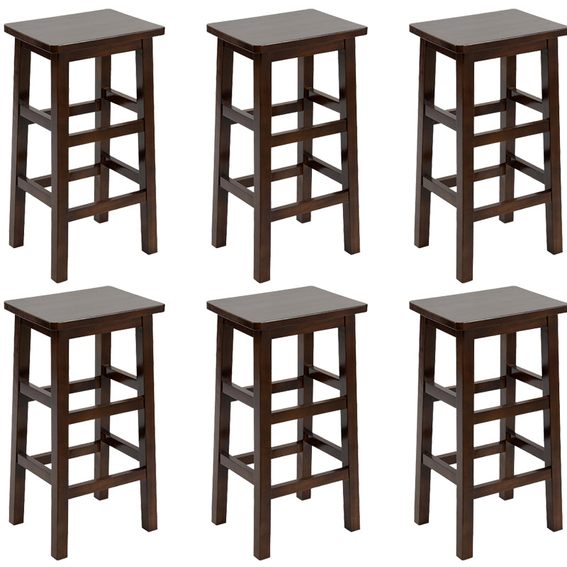 Backless Solid Wood Counter Stool Industrial Wooden Armless High Chair