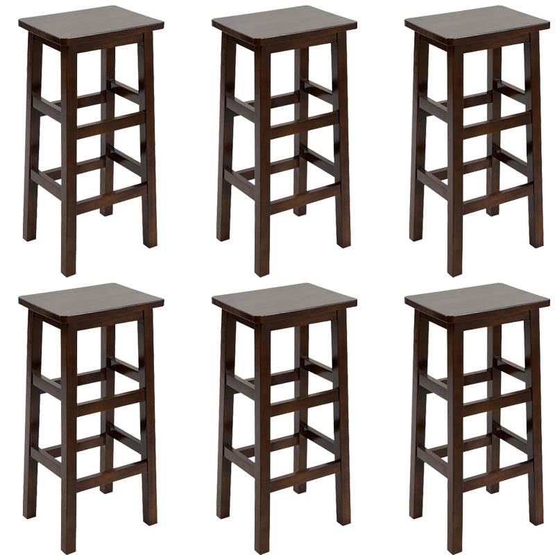 Backless Solid Wood Counter Stool Industrial Wooden Armless High Chair