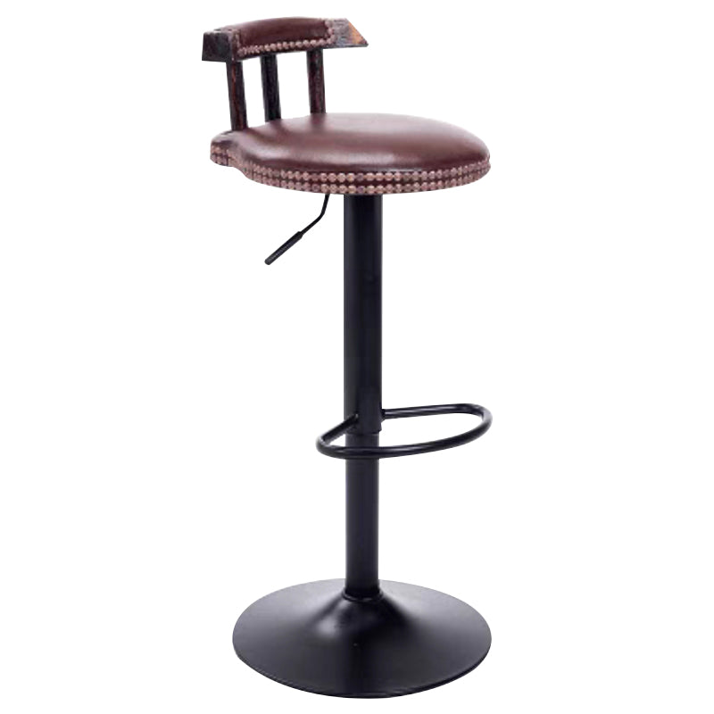 Industrial Backrest Chair with Metal Base Adjustable High Chair for Bistro Bar