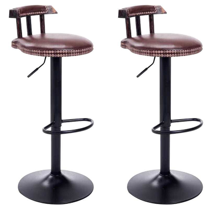Industrial Backrest Chair with Metal Base Adjustable High Chair for Bistro Bar