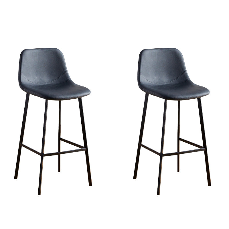 Faux Leather Armless Counter Stool Modern Style Low Back Bar Stool for Indoor