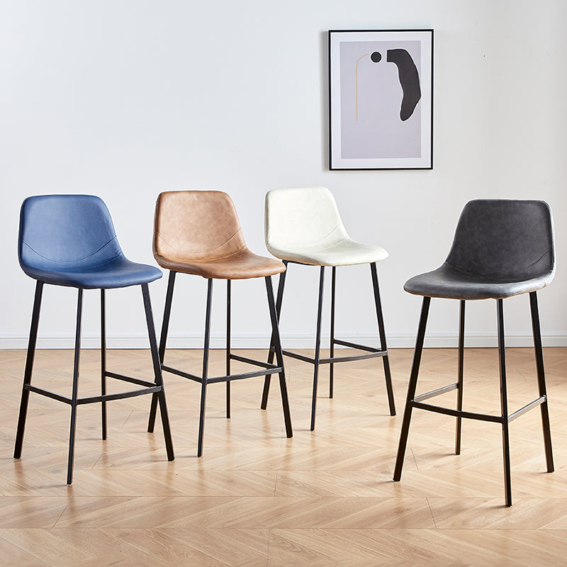 Faux Leather Armless Counter Stool Modern Style Low Back Bar Stool for Indoor