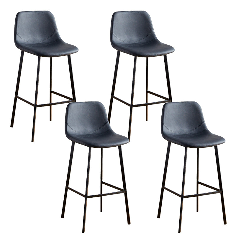 Faux Leather Armless Counter Stool Modern Style Low Back Bar Stool for Indoor
