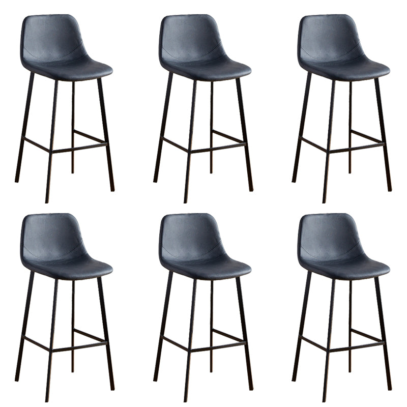 Faux Leather Armless Counter Stool Modern Style Low Back Bar Stool for Indoor