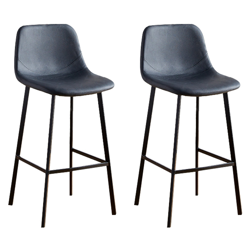 Faux Leather Armless Counter Stool Modern Style Low Back Bar Stool for Indoor