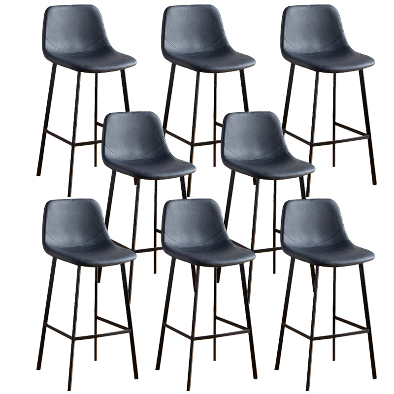 Faux Leather Armless Counter Stool Modern Style Low Back Bar Stool for Indoor
