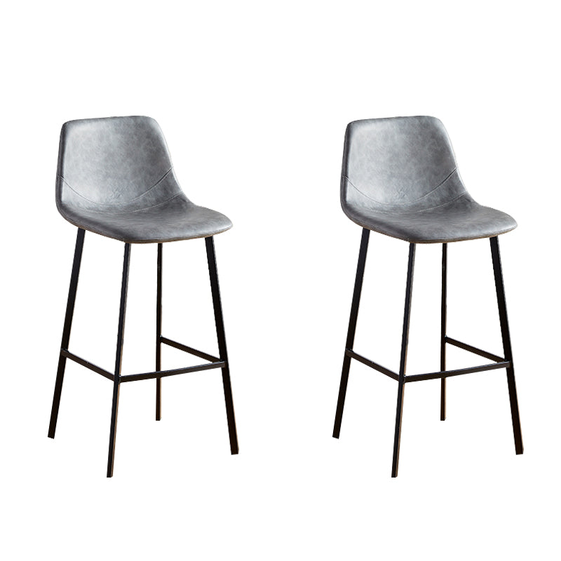 Faux Leather Armless Counter Stool Modern Style Low Back Bar Stool for Indoor