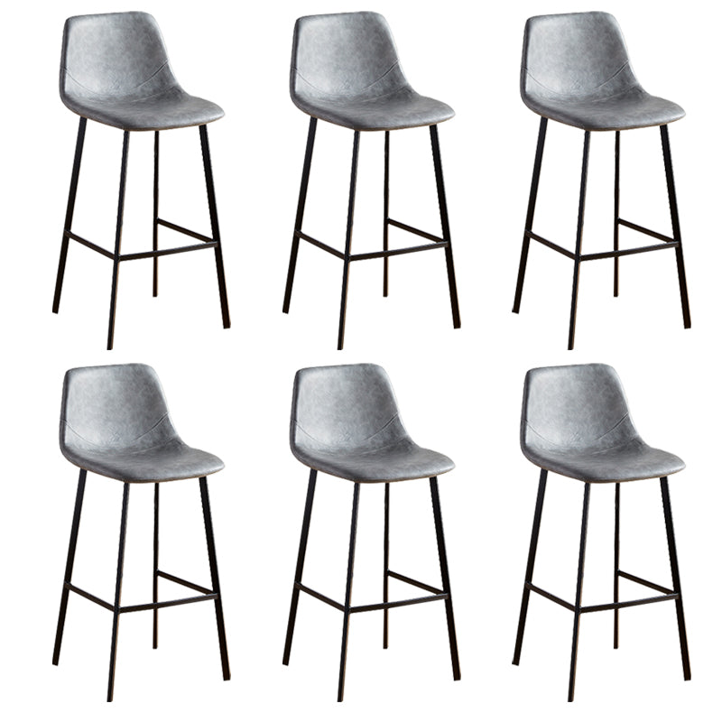 Faux Leather Armless Counter Stool Modern Style Low Back Bar Stool for Indoor