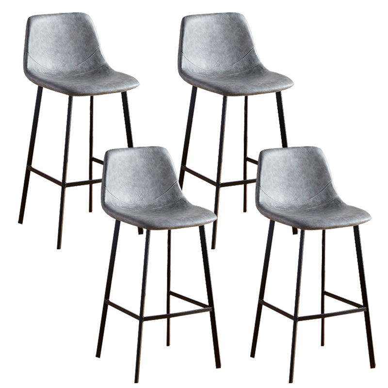 Faux Leather Armless Counter Stool Modern Style Low Back Bar Stool for Indoor