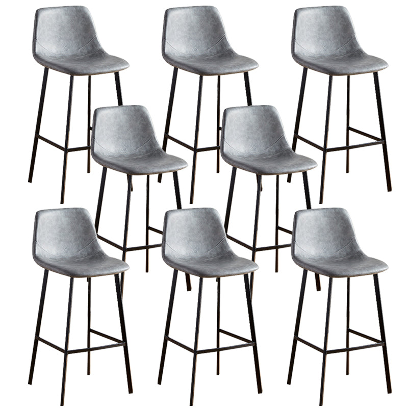 Faux Leather Armless Counter Stool Modern Style Low Back Bar Stool for Indoor