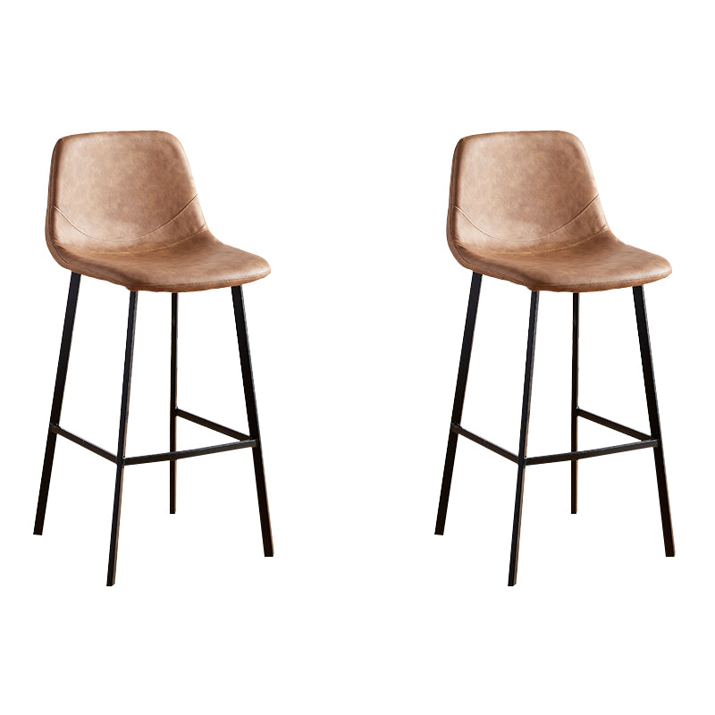 Faux Leather Armless Counter Stool Modern Style Low Back Bar Stool for Indoor