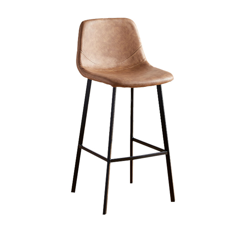 Faux Leather Armless Counter Stool Modern Style Low Back Bar Stool for Indoor