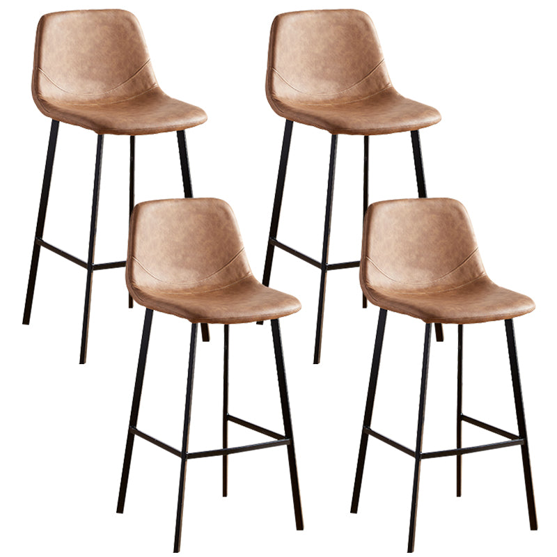 Faux Leather Armless Counter Stool Modern Style Low Back Bar Stool for Indoor