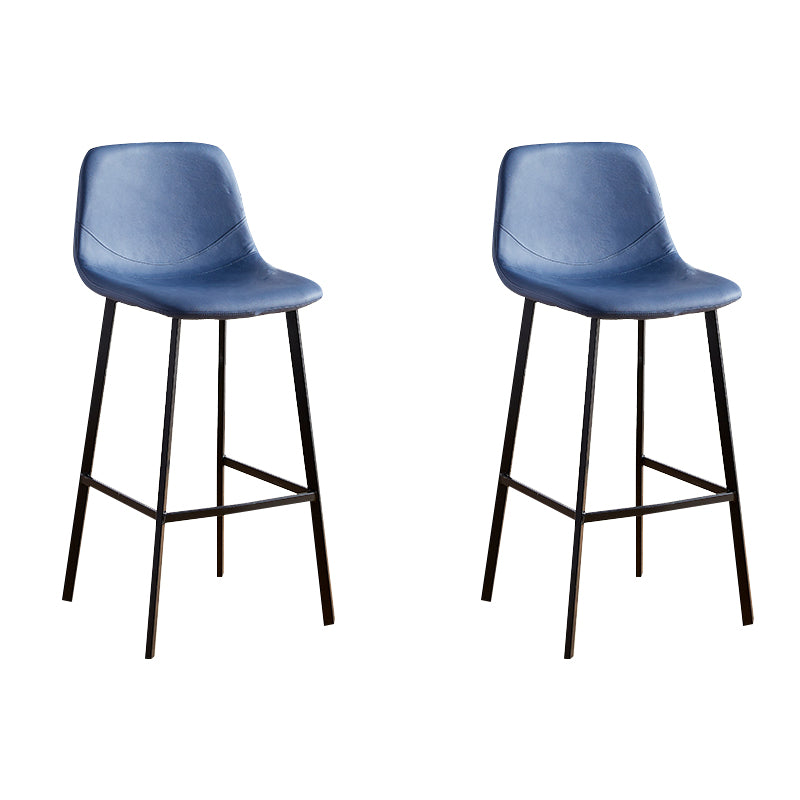 Faux Leather Armless Counter Stool Modern Style Low Back Bar Stool for Indoor