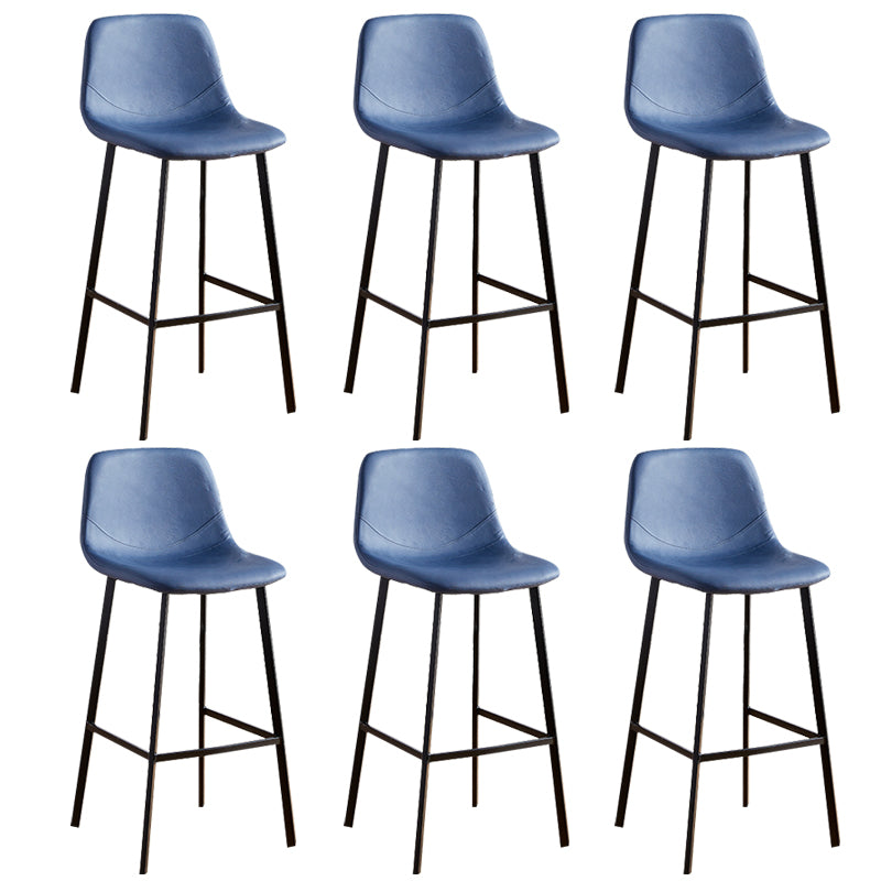 Faux Leather Armless Counter Stool Modern Style Low Back Bar Stool for Indoor