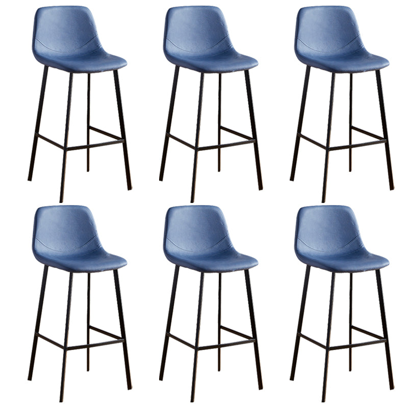 Faux Leather Armless Counter Stool Modern Style Low Back Bar Stool for Indoor