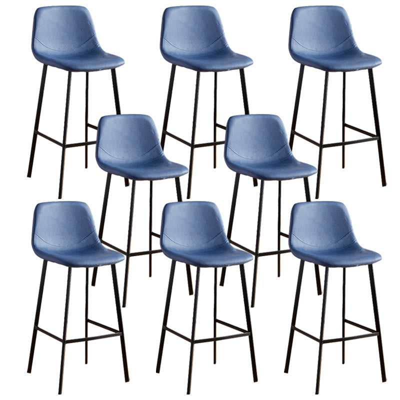 Faux Leather Armless Counter Stool Modern Style Low Back Bar Stool for Indoor