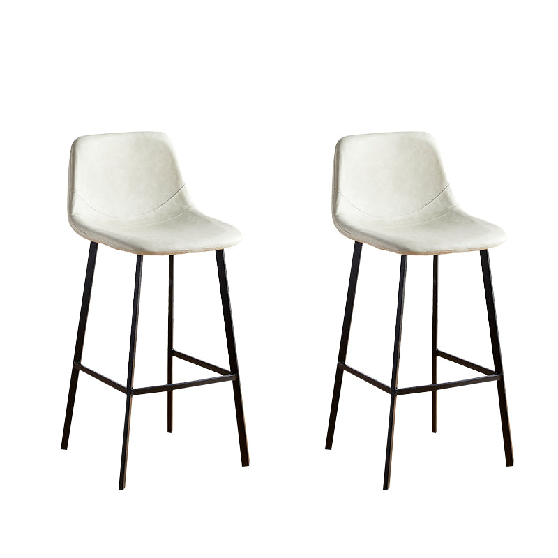 Faux Leather Armless Counter Stool Modern Style Low Back Bar Stool for Indoor