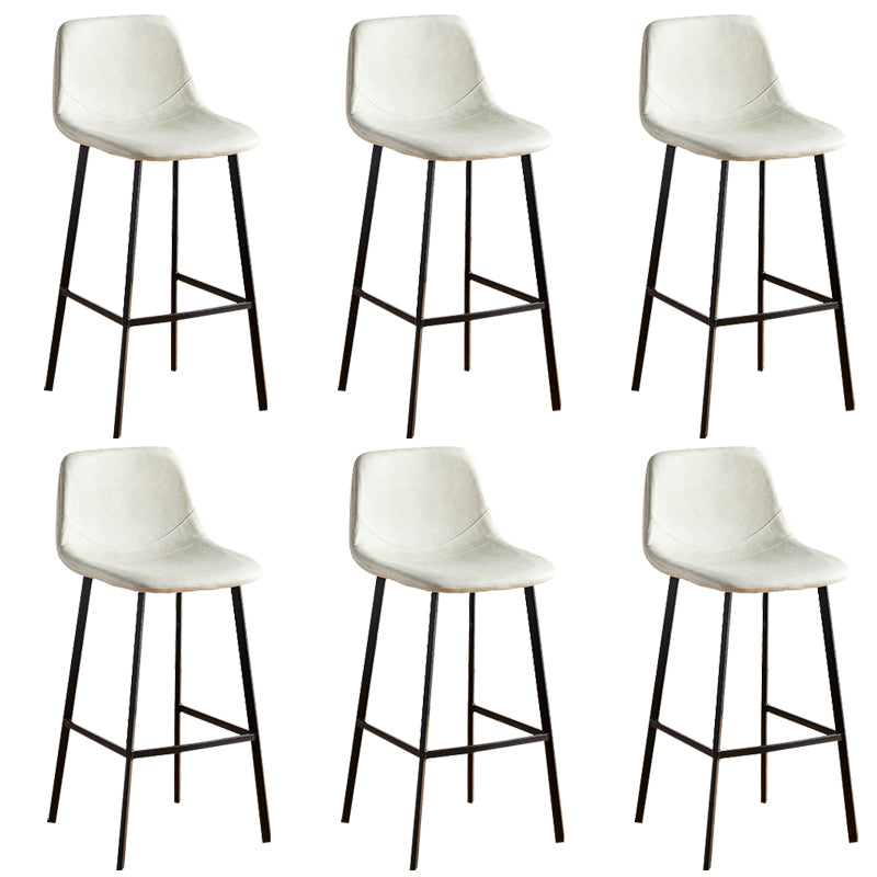 Faux Leather Armless Counter Stool Modern Style Low Back Bar Stool for Indoor