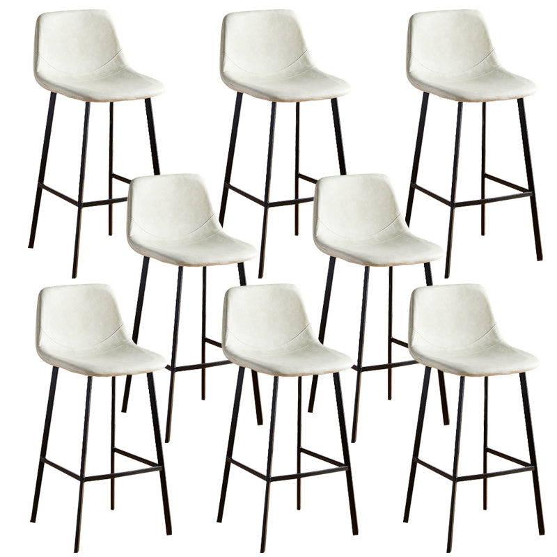 Faux Leather Armless Counter Stool Modern Style Low Back Bar Stool for Indoor